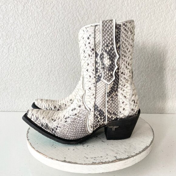 Lane VICKSON Womens Cowboy Bootie 7 SnakeSkin Black Western Cowgirl Short Boots - Picture 4 of 11